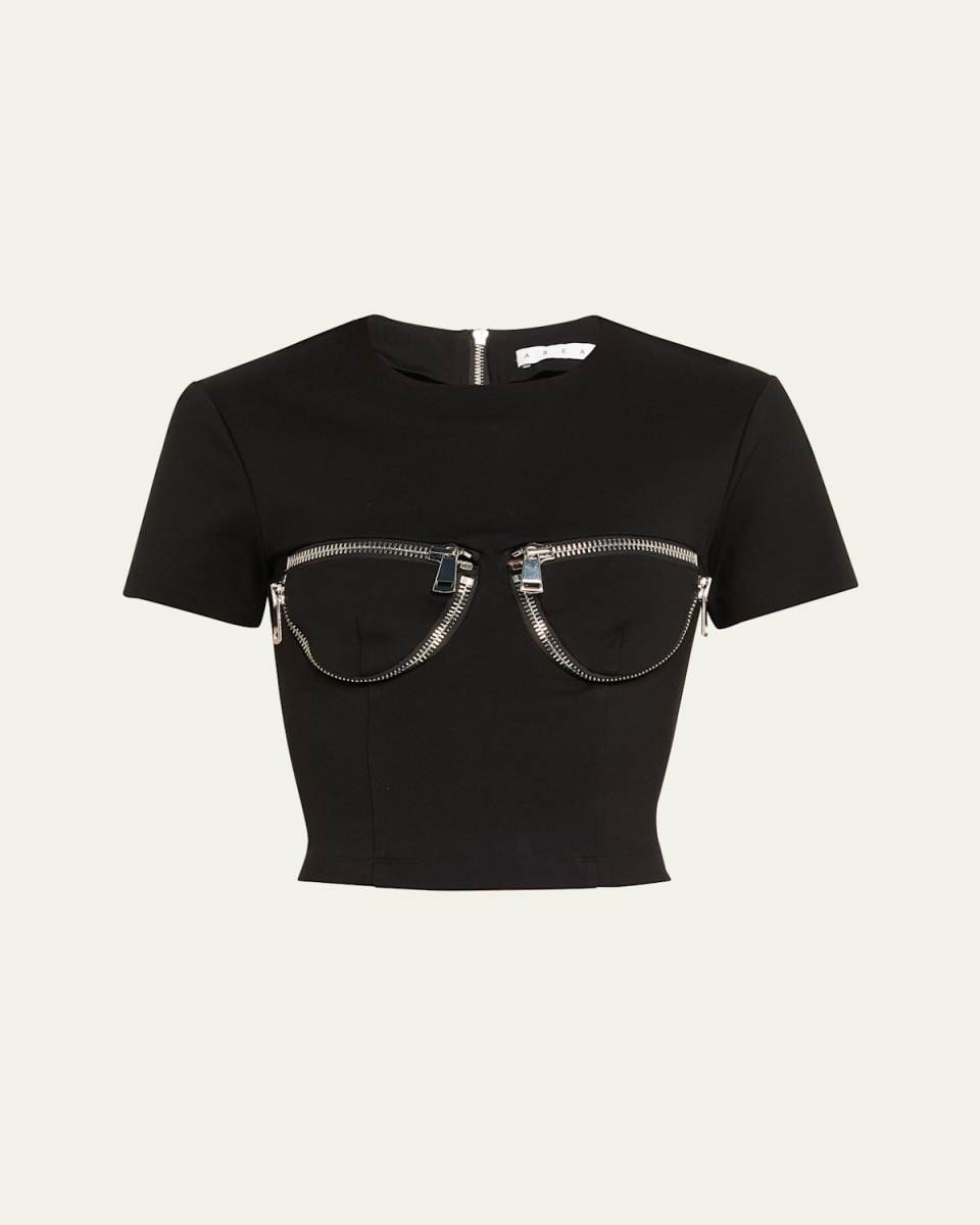 Zipper Bustier Cup Crop T-Shirt